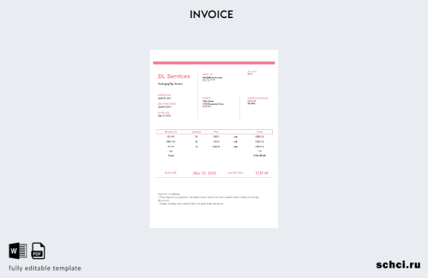 цифровая загрузка шаблона счета за услуги DL в США